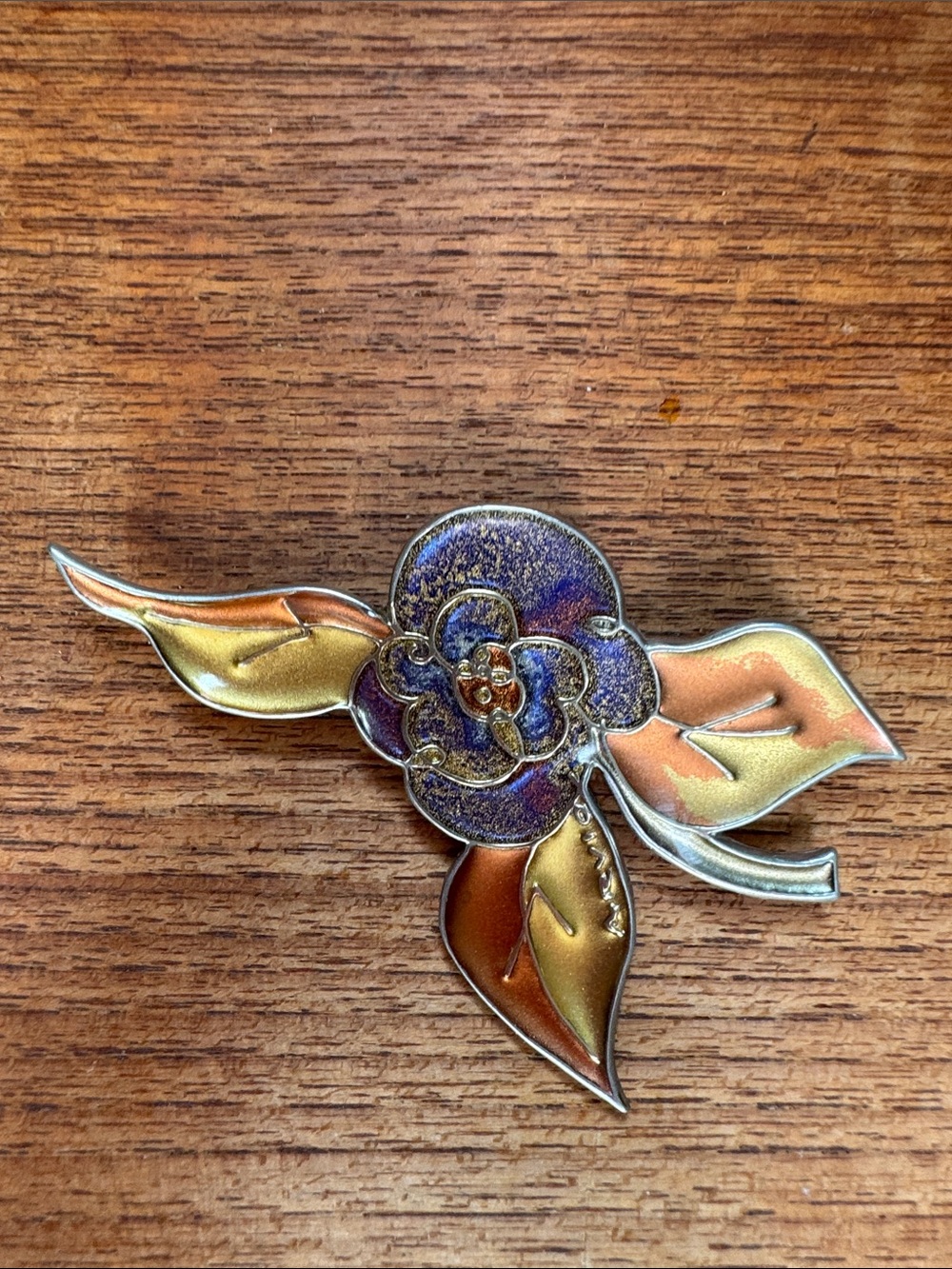 VTG 1994 Artist Signed Enamel Flower Brooch Limited Edition 7/300